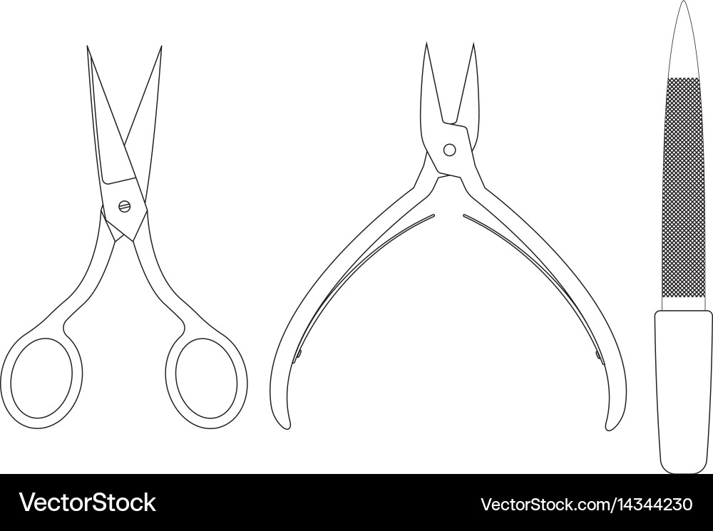 Manicure set scissors nippers file vector image
