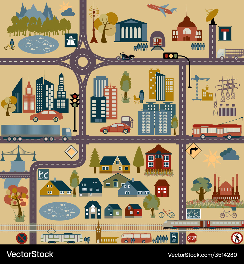 Modern city map elements for generating your own vector image
