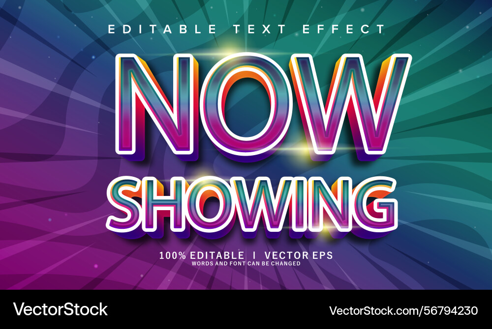 Now showing text effect with modern style design Now showing text effect with modern style design vector image