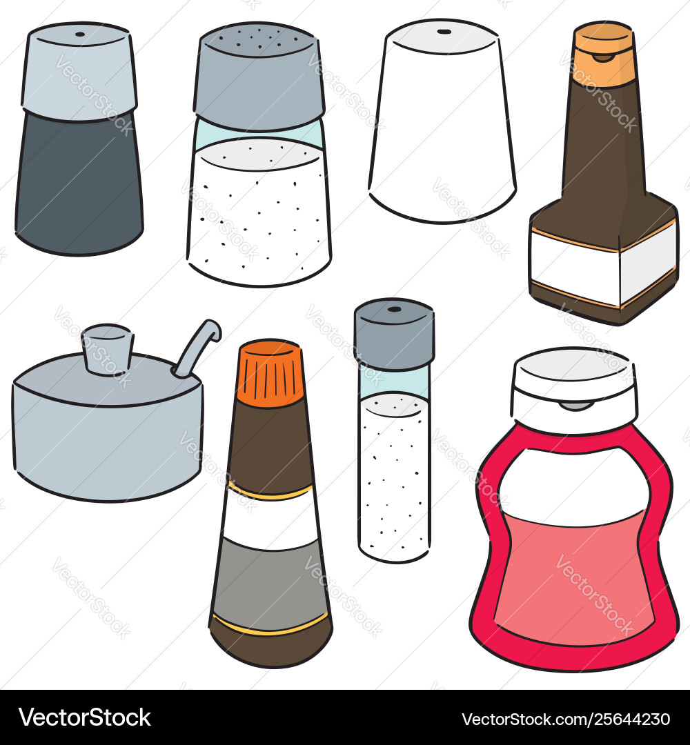 Set condiment bottles Set condiment bottles vector image