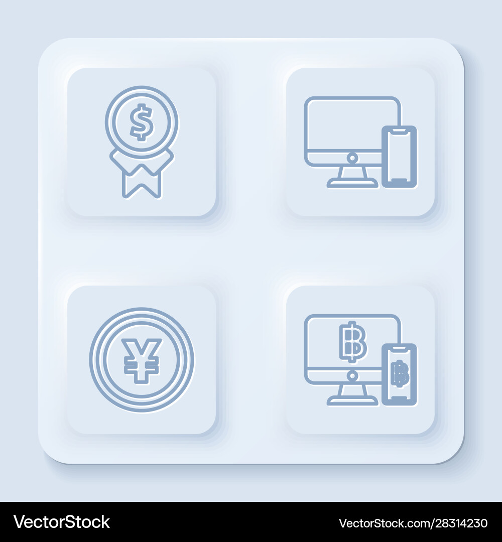 Set line reward for good work computer monitor Set line reward for good work computer monitor Vector Image