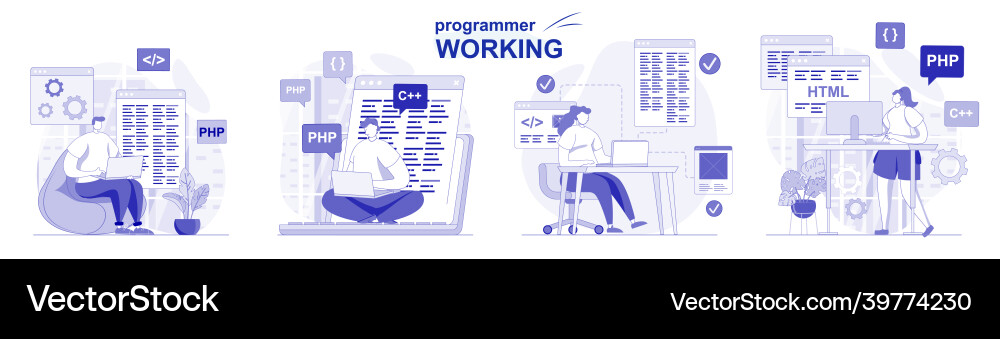 Software Developer Working vector image