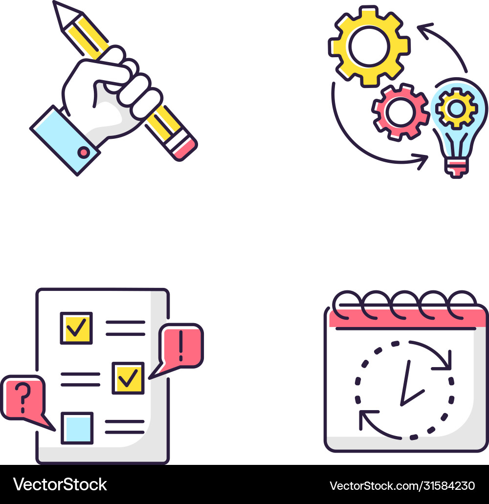 Technical project rgb color icons set Technical project rgb color icons set vector image