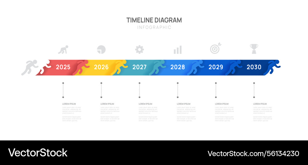 Timeline infographic with man run and icons from vector image