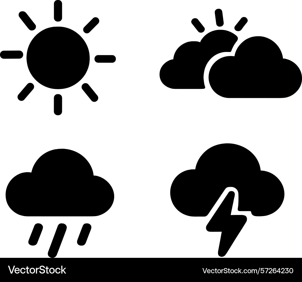 Weather icons representing various conditions Vector Image