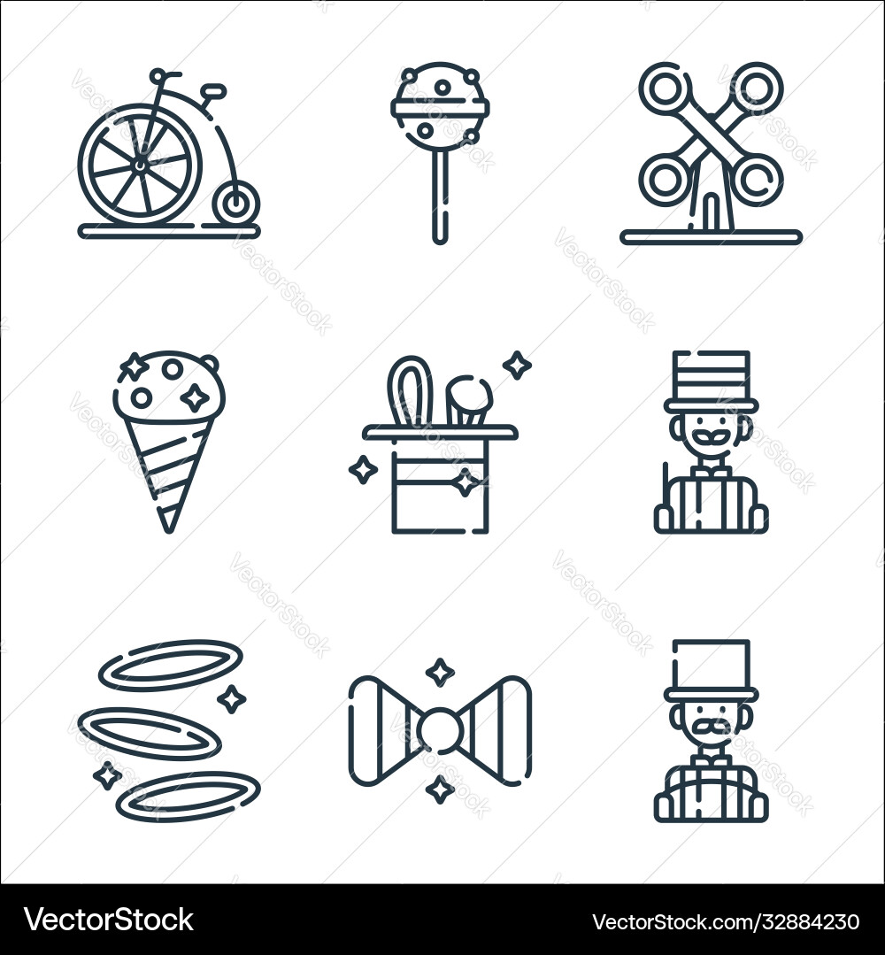 Zirkus Linie Icons lineare Set Qualität Zirkus Linie Icons lineare Set Qualität vektorbild