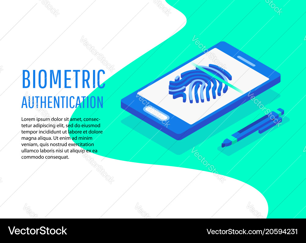 Biometric authentication methods isometric vector image