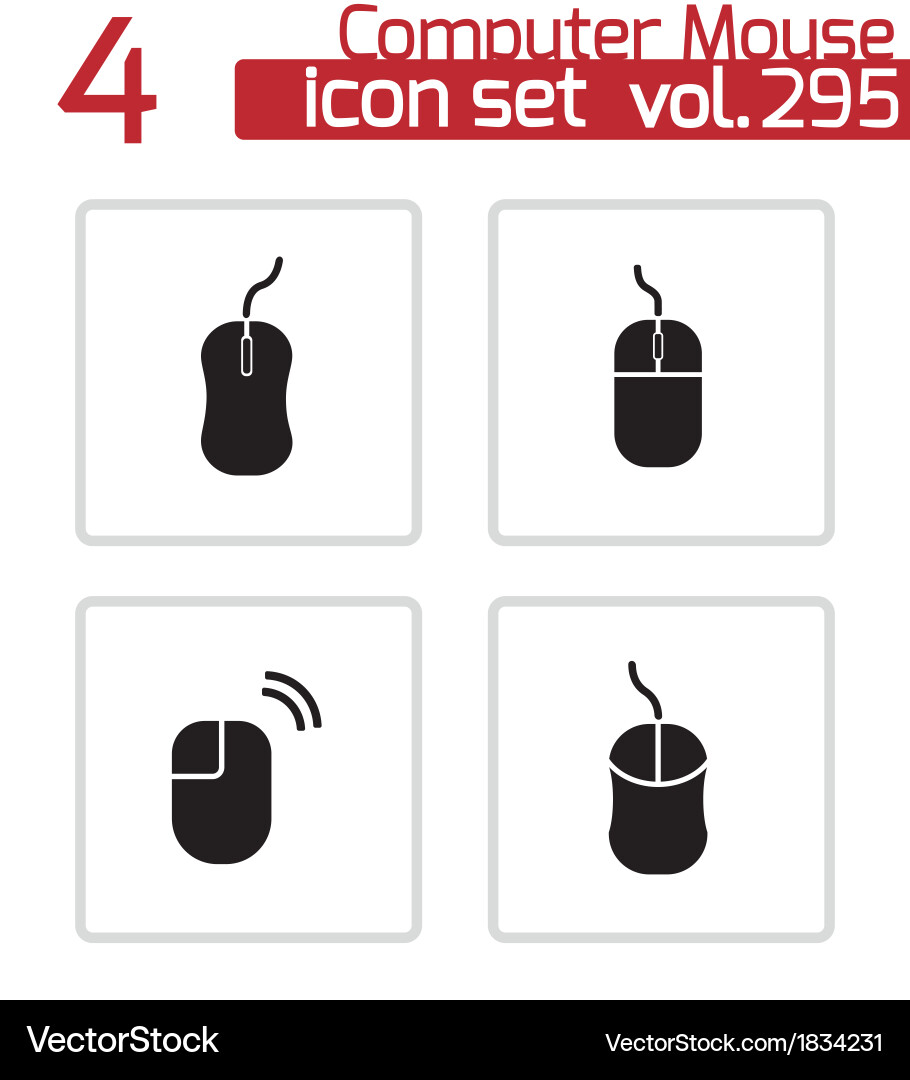 Black computer mouse icons set vector image