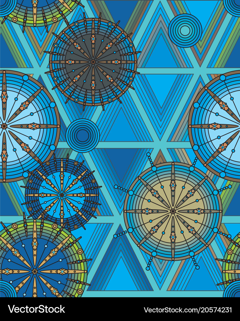Bright pattern of circles and triangles vector image