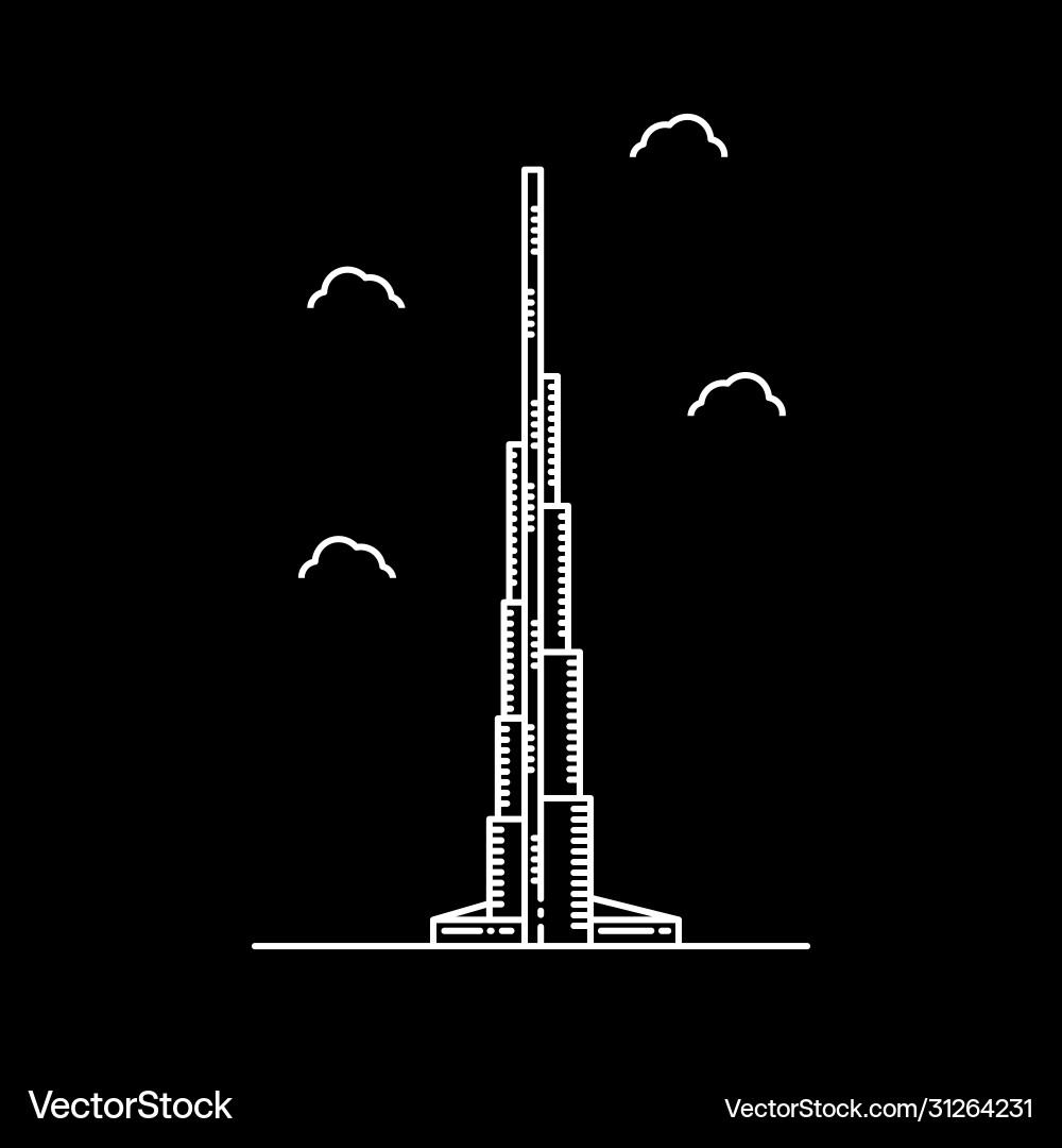 Burj khalifa tower dubai landmark building Burj khalifa tower dubai landmark building vector image