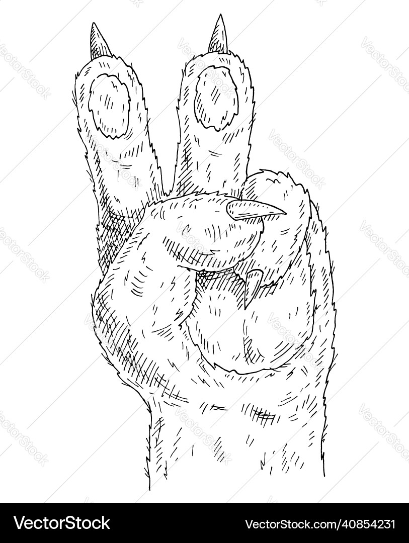 Cat paw show sign victory or peace black Cat paw show sign victory or peace black vector image