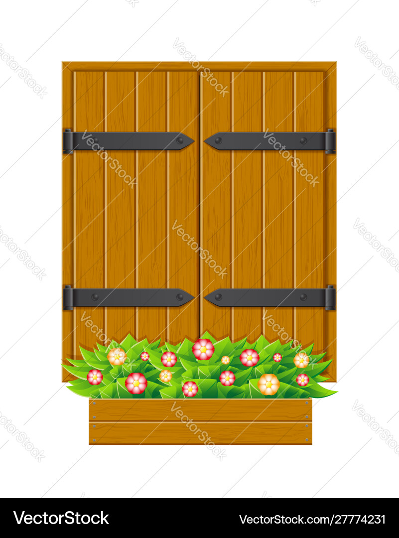Closed shutter wooden window for design Vector Image