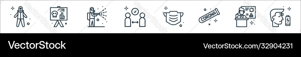 Coronavirus line icons linear set quality Vector Image