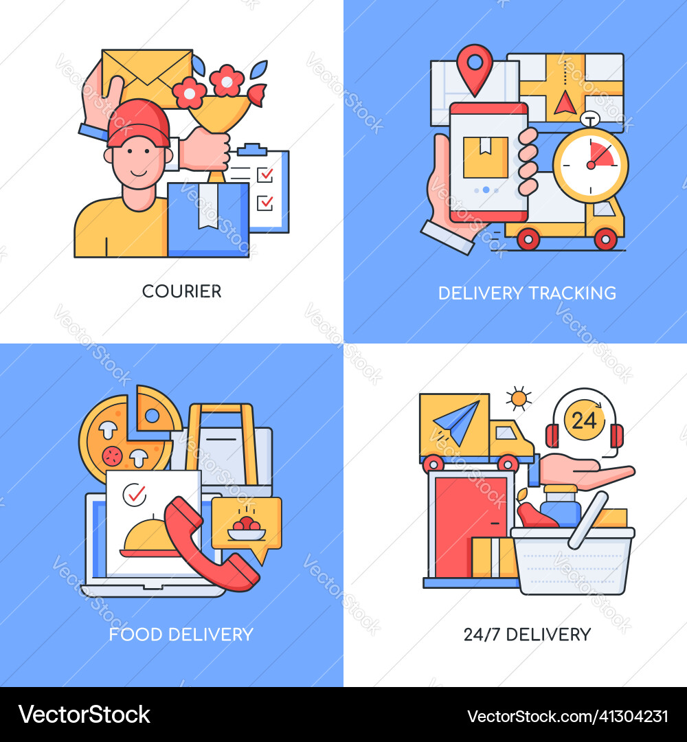 Delivery service - set of line design style Delivery service - set of line design style vector image