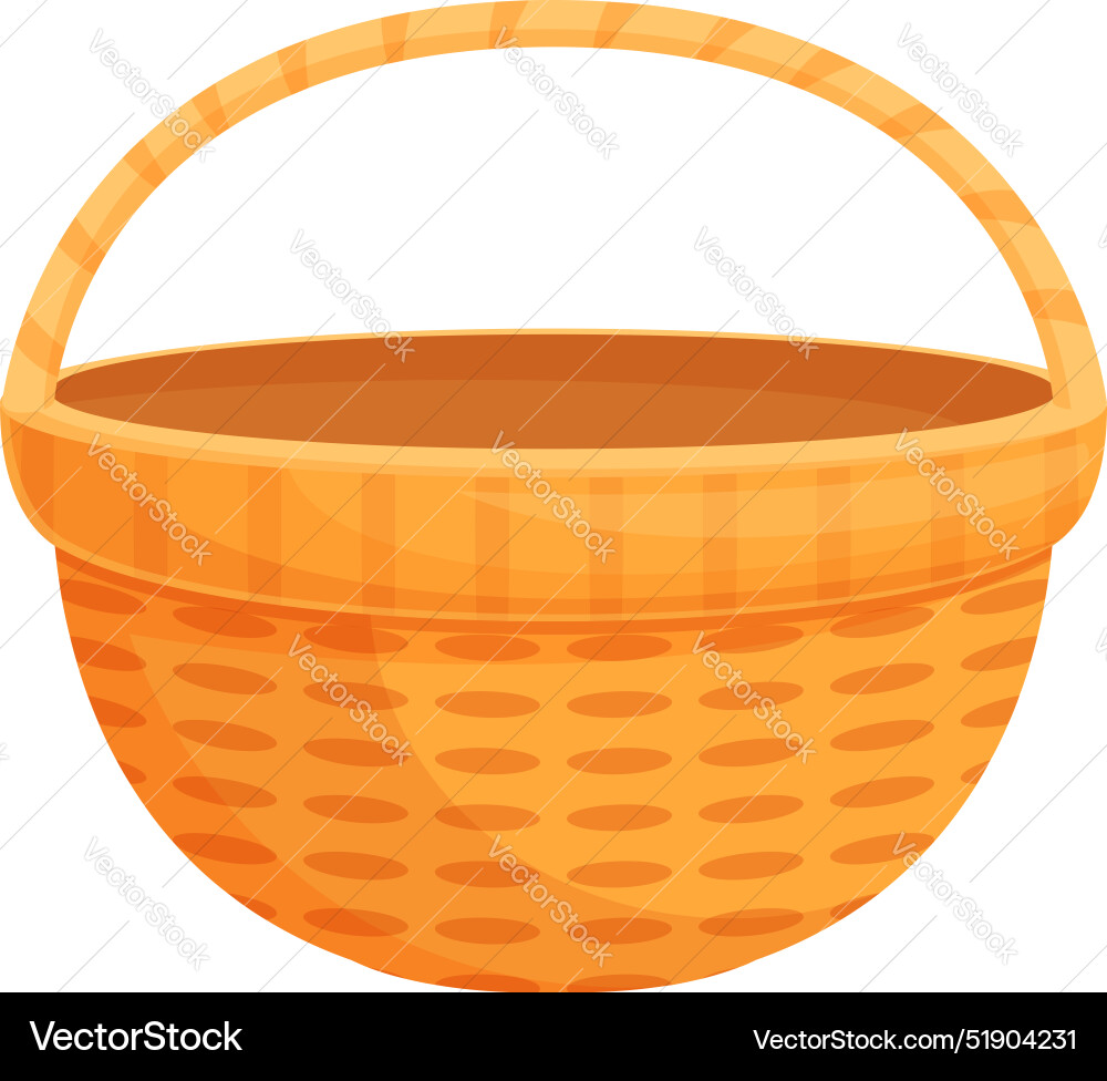 Empty wicker basket standing with handle upwards Empty wicker basket standing with handle upwards vector image