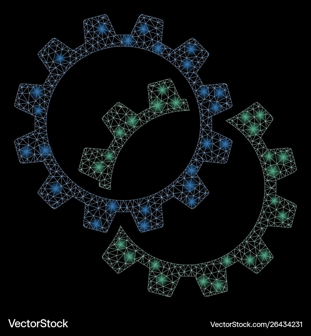 Flare mesh wire frame configuration gears Flare mesh wire frame configuration gears vector image