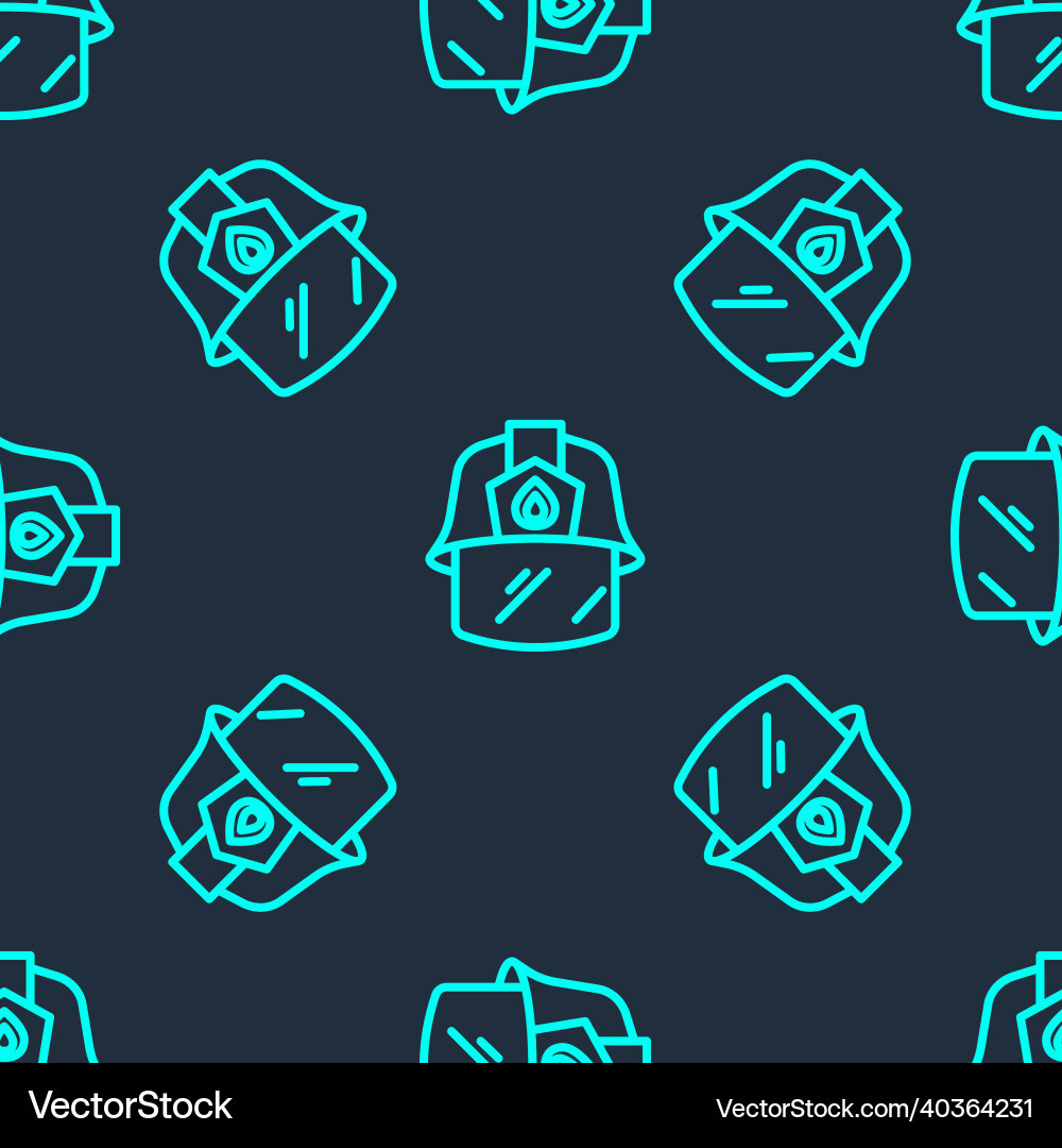 Green line firefighter helmet or fireman hat icon Green line firefighter helmet or fireman hat icon vector image