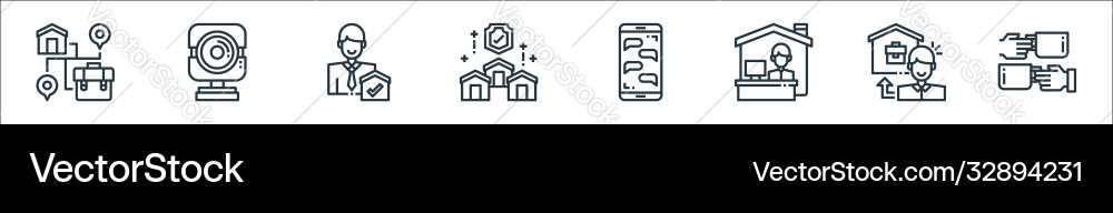 Home line icons linear set quality Home line icons linear set quality vector image