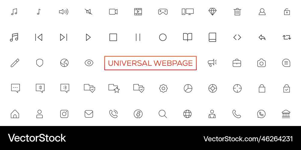 Line universal webpage tiny icon set Line universal webpage tiny icon set vector image