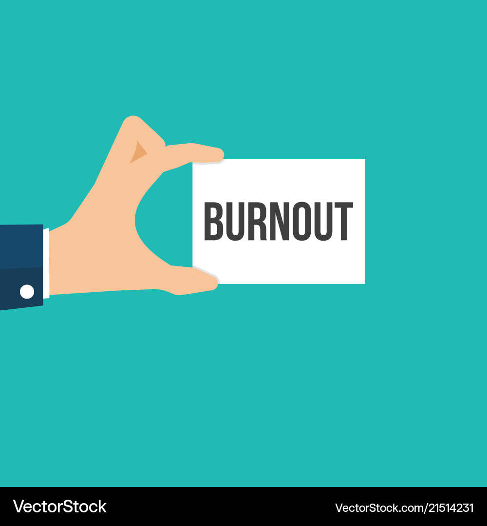 Man showing paper burnout text Man showing paper burnout text vector image