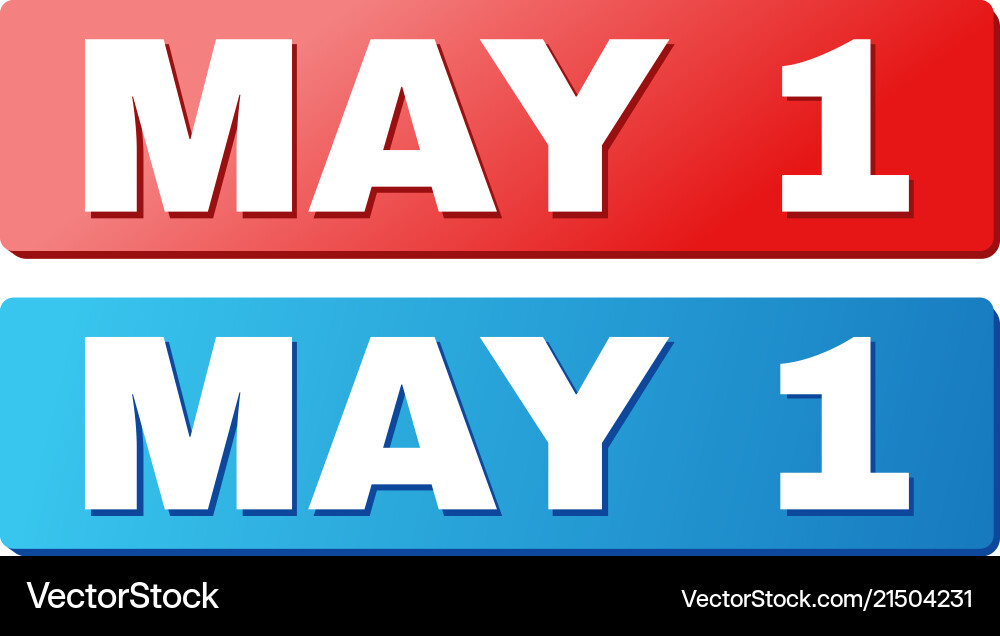 May 1 text on blue and red rectangle buttons vector image
