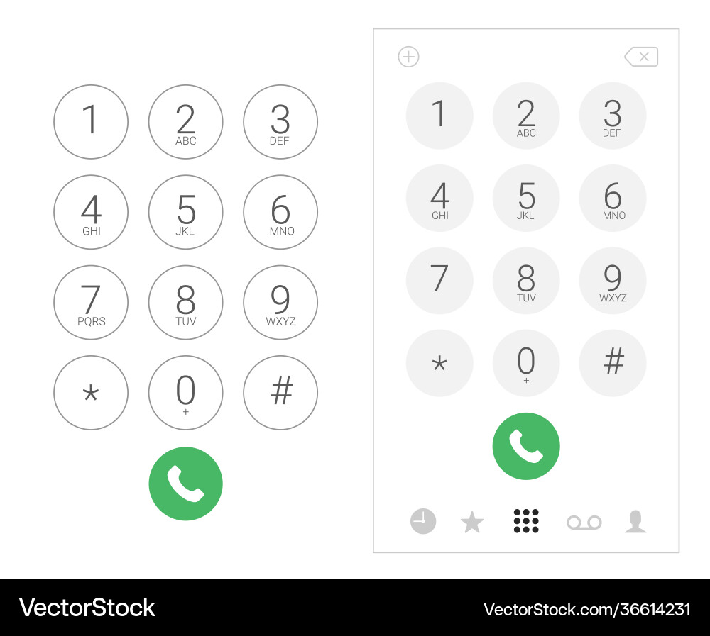 Mobile Phone Keypad UI - Digital Call Screen vector image