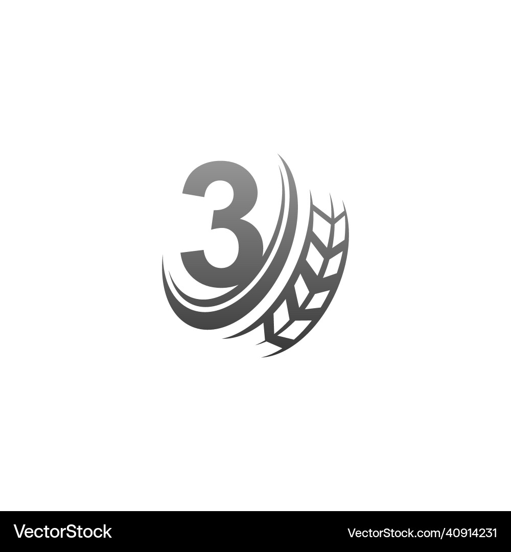 Number 3 with trailing wheel icon design template Number 3 with trailing wheel icon design template Vector Image