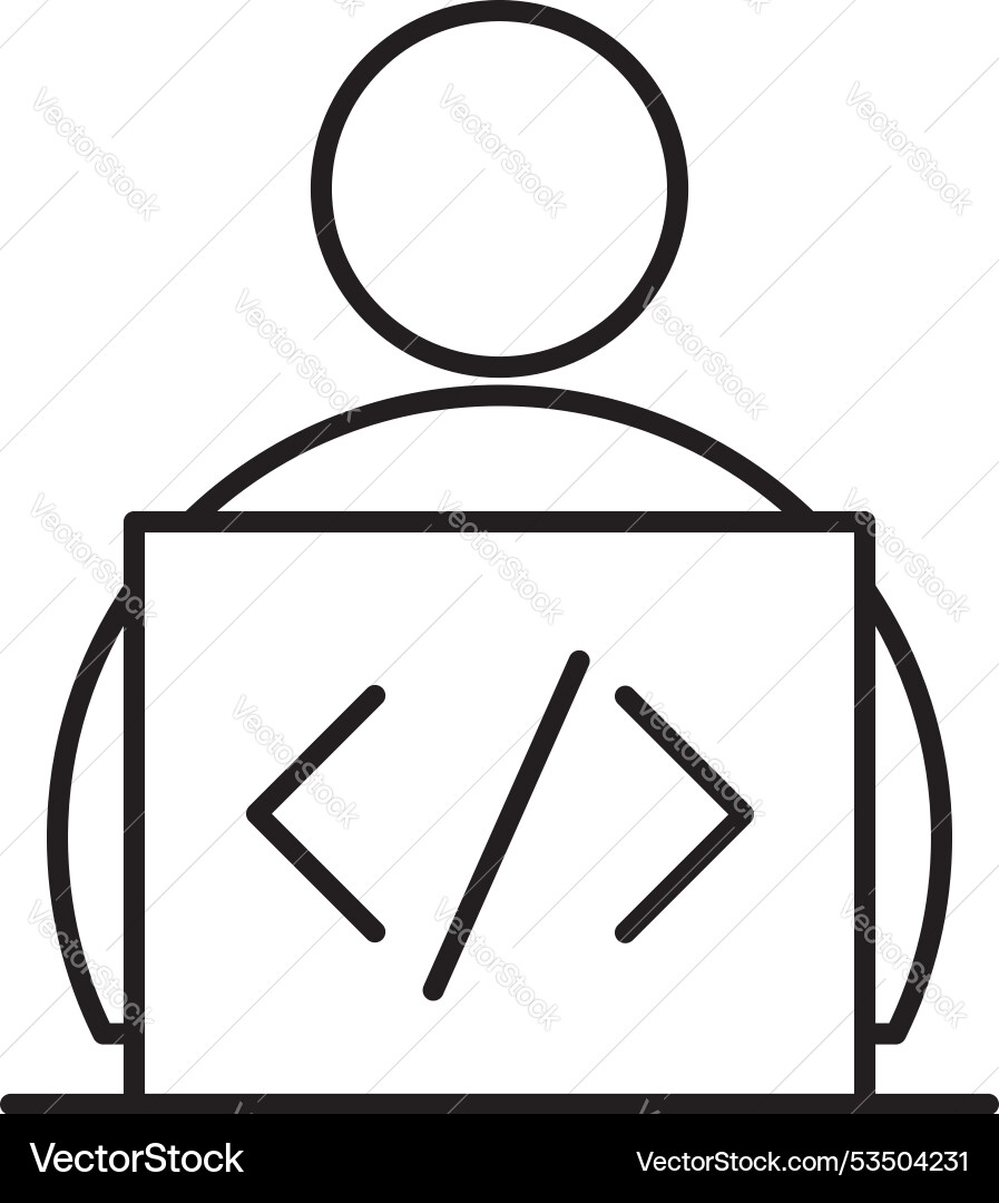 Programmerline in thin line black color flat Programmerline in thin line black color flat vector image