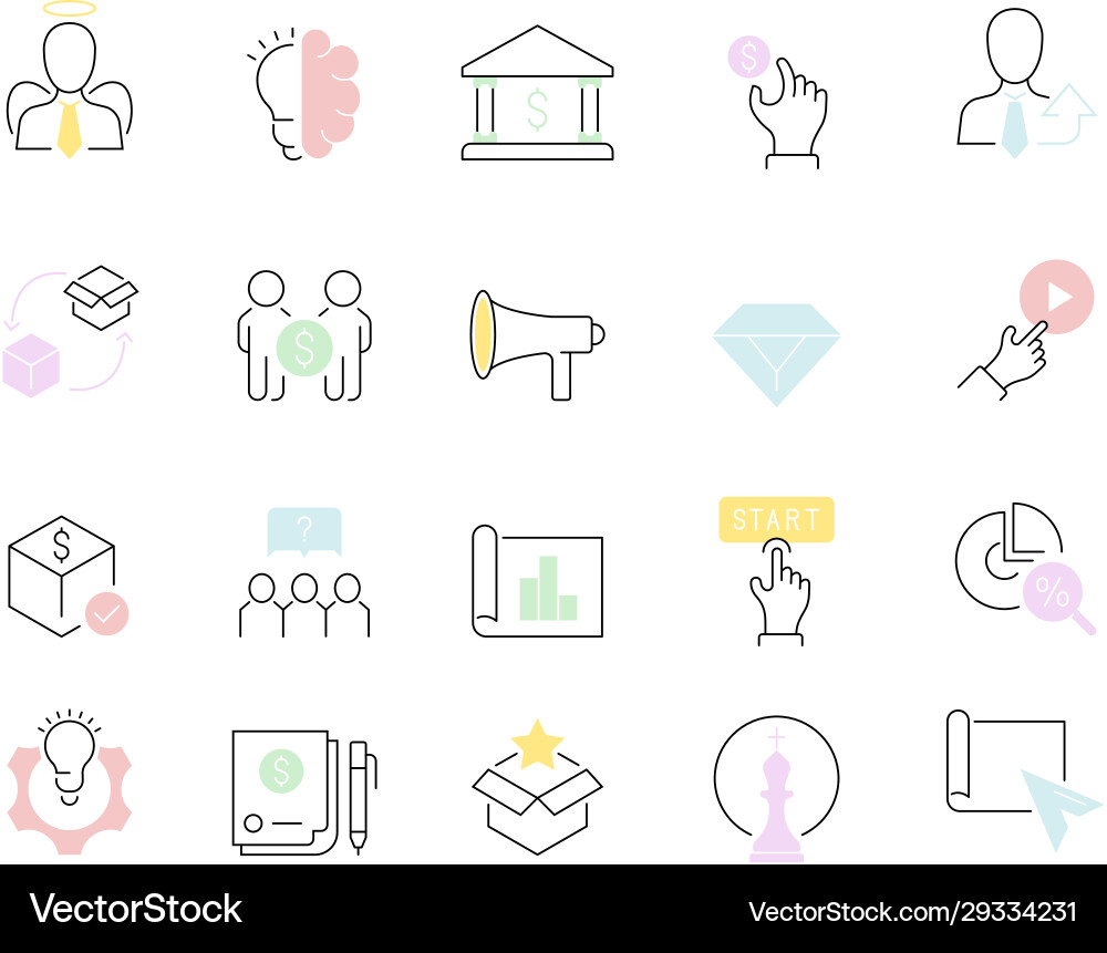 Set line icons startup Set line icons startup vector image