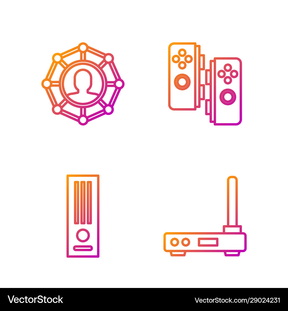 Set line router and wi-fi signal video game Set line router and wi-fi signal video game vector image