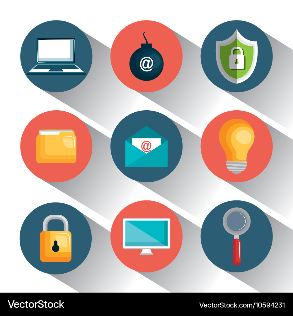 Set technology data digital security design vector image