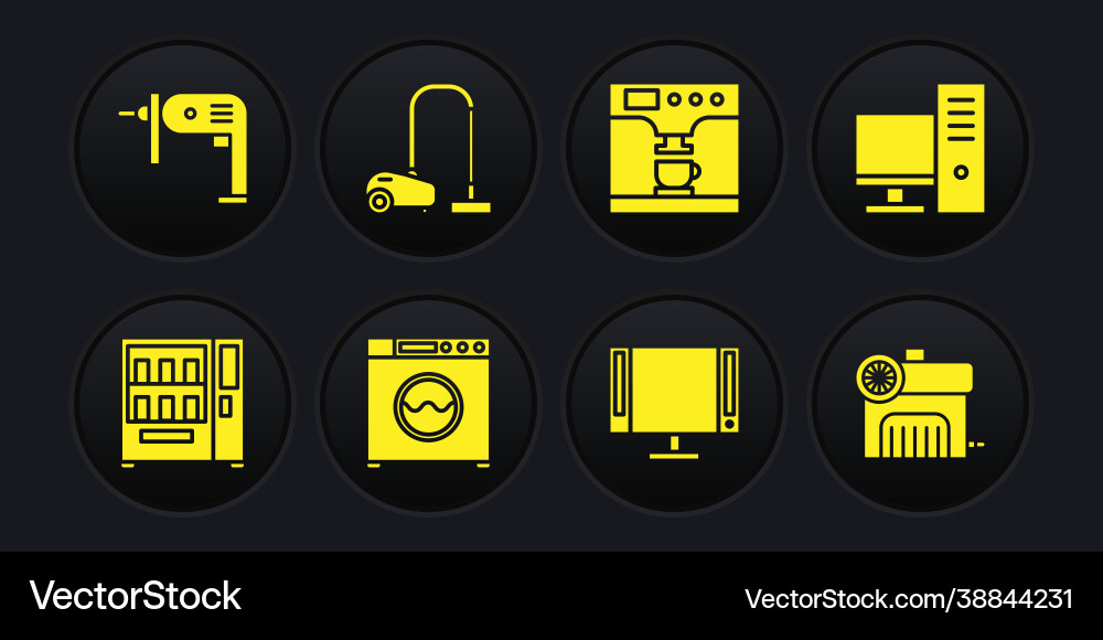 Set vending machine computer monitor washer Set vending machine computer monitor washer vector image