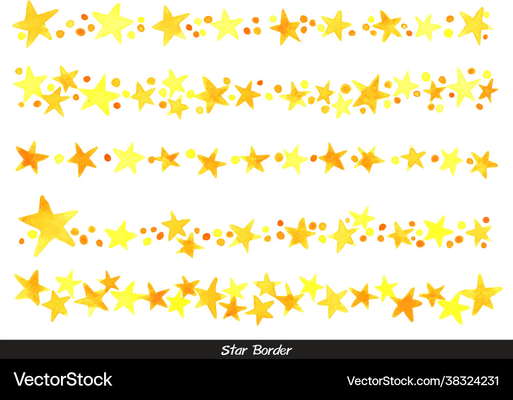 Shinning star border watercolor for night party Shinning star border watercolor for night party vector image