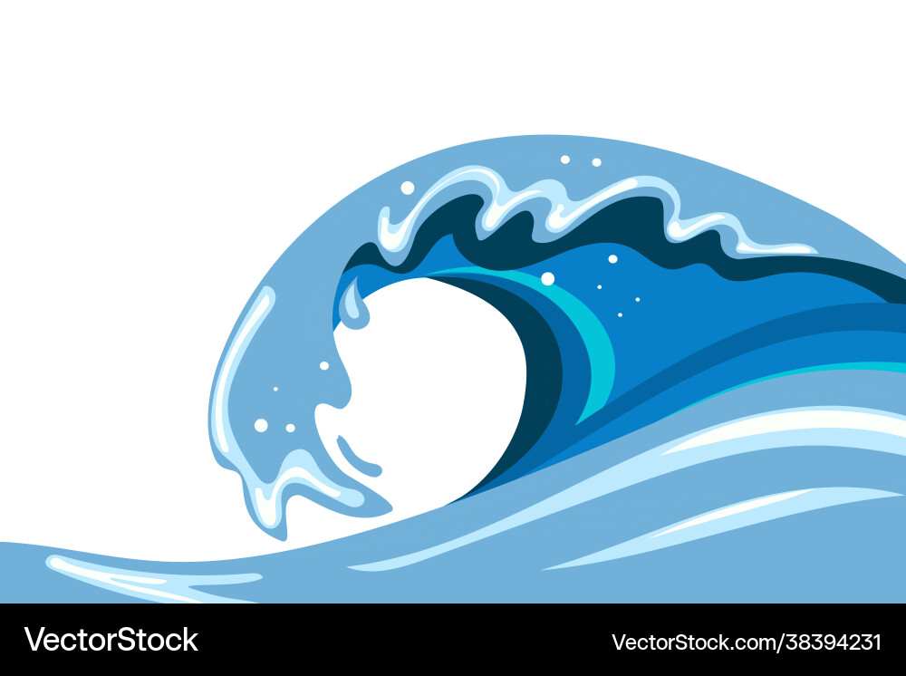 Tsumani wave in flat cartoon style Tsumani wave in flat cartoon style vector image