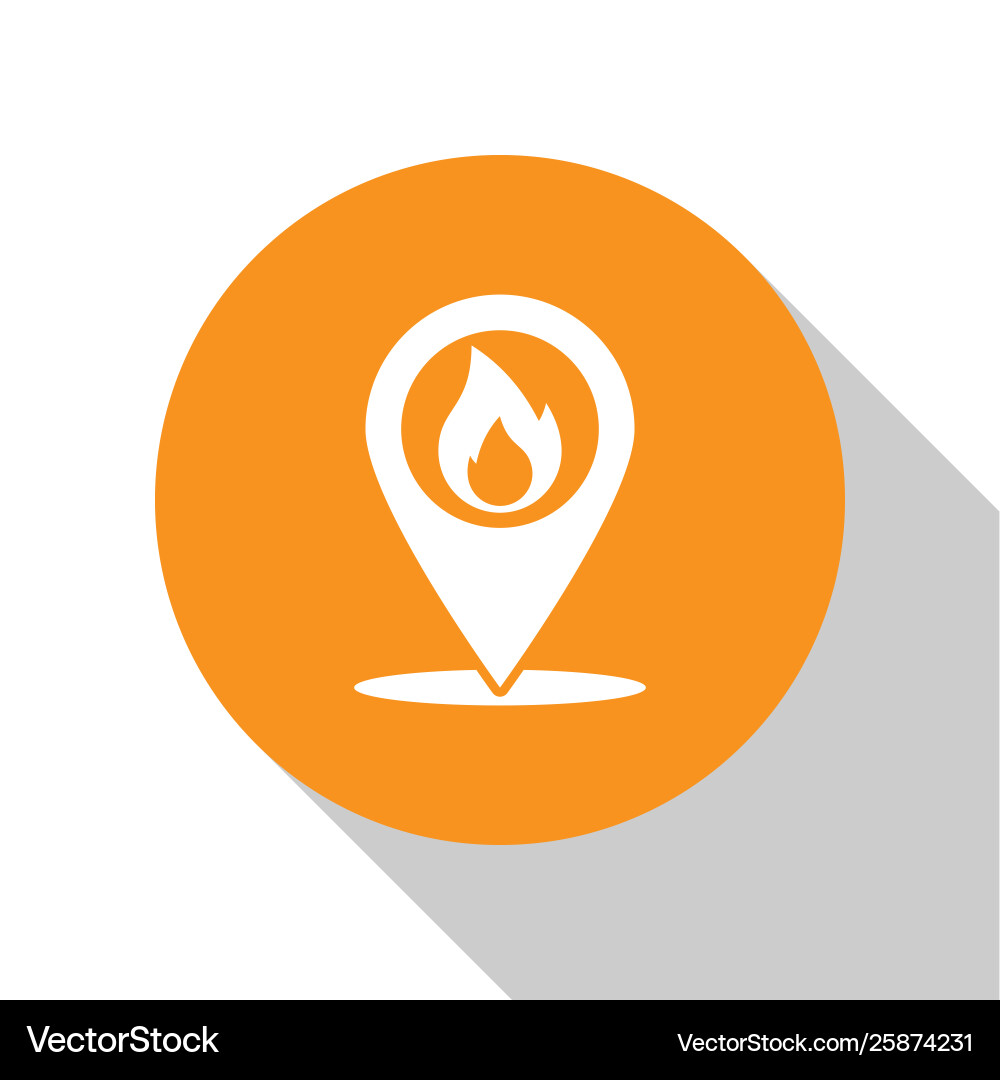 White map pointer with fire flame icon isolated White map pointer with fire flame icon isolated Vector Image