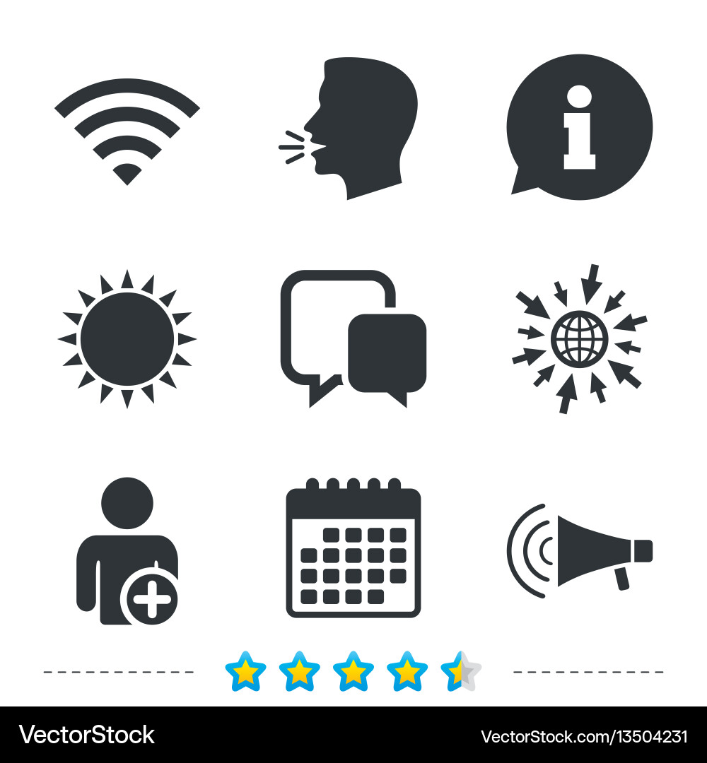 Wifi and chat bubbles add user megaphone Wifi and chat bubbles add user megaphone Vector Image