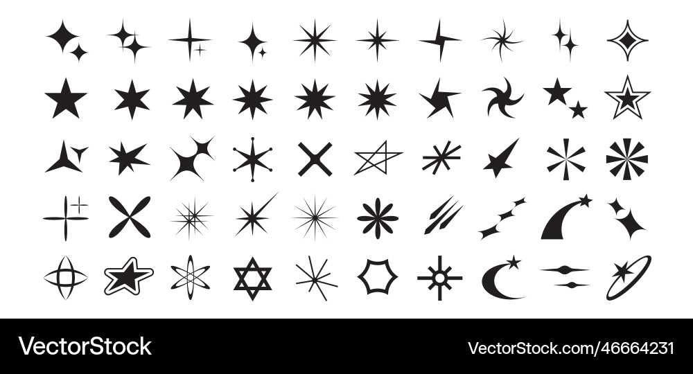 Y2k star icons retro sparkle shapes abstract Y2k star icons retro sparkle shapes abstract vector image