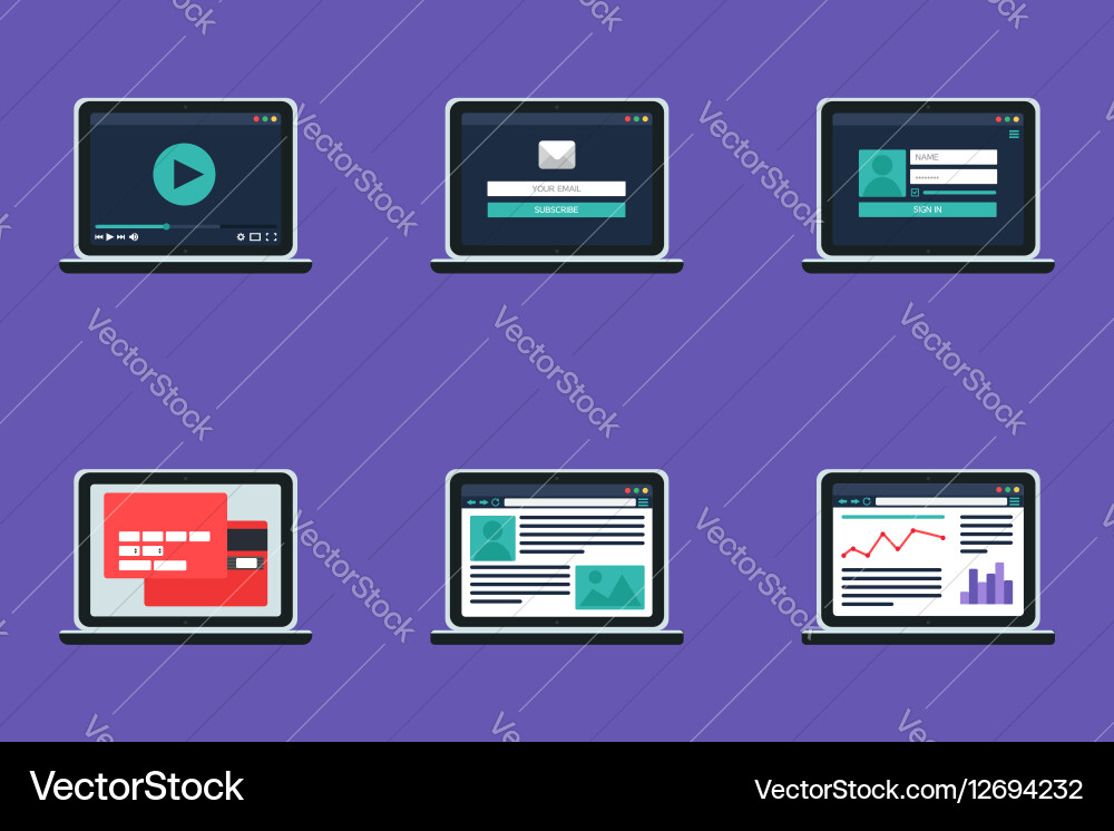 Adaptive web template form on notebook Vector Image