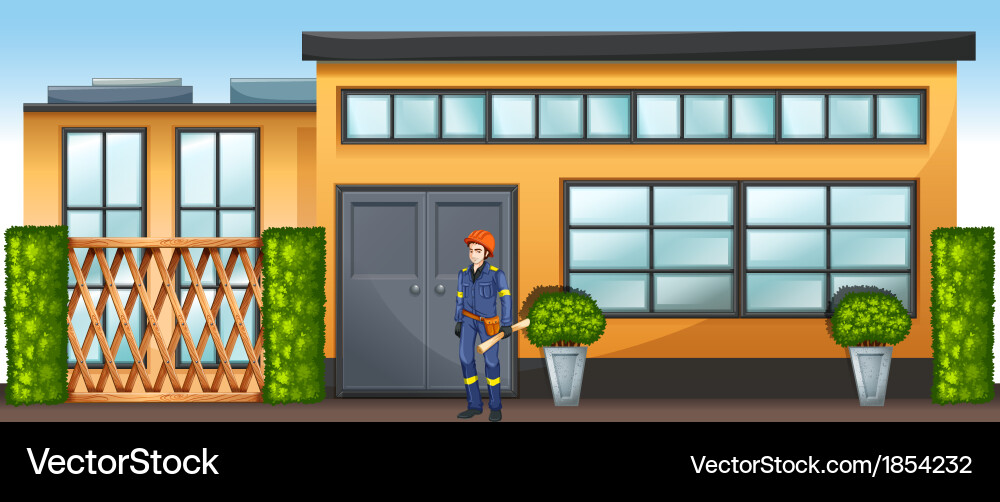 An engineer in front of a new building vector image
