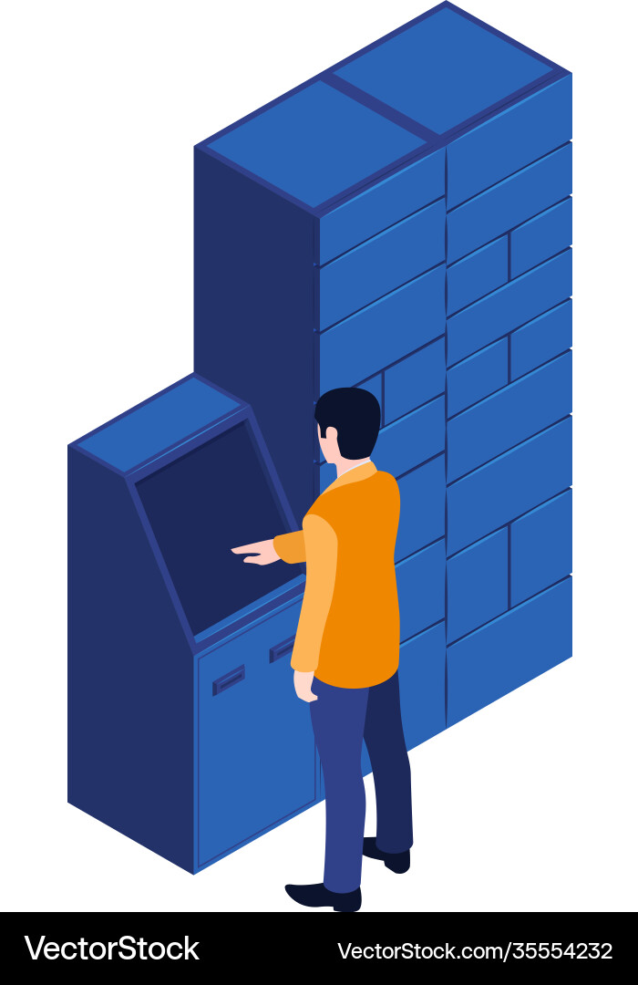 Automated parcel terminal composition Automated parcel terminal composition vector image