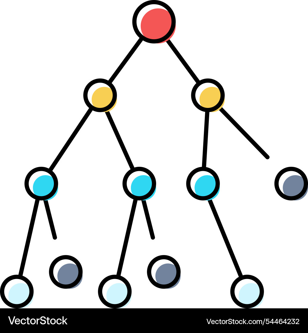 Binary search algorithm color icon Binary search algorithm color icon vector image