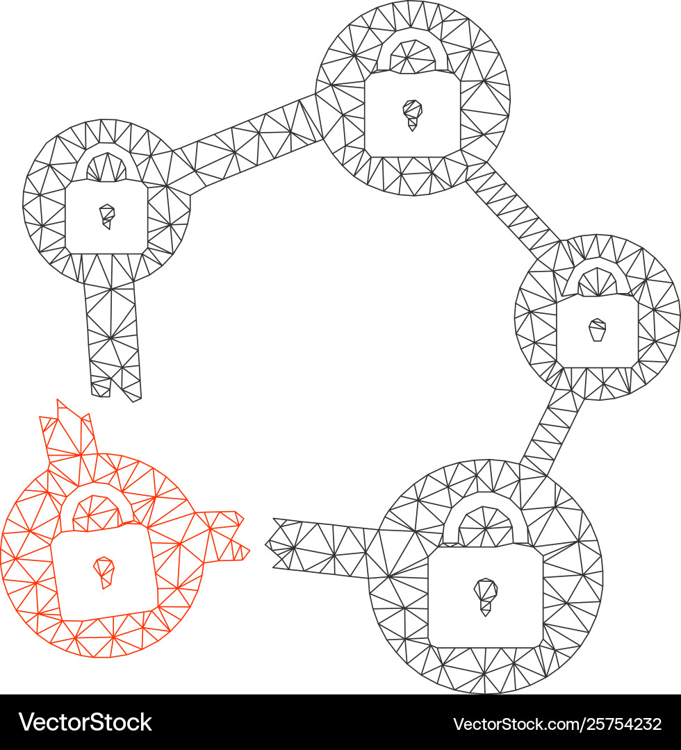 Broken blockchain network polygonal frame Broken blockchain network polygonal frame Vector Image
