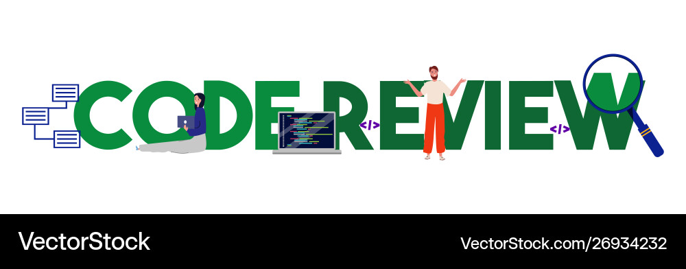 Code-Review Programmierung Entwicklung und Codierung Code-Review Programmierung Entwicklung und Codierung vektorbild