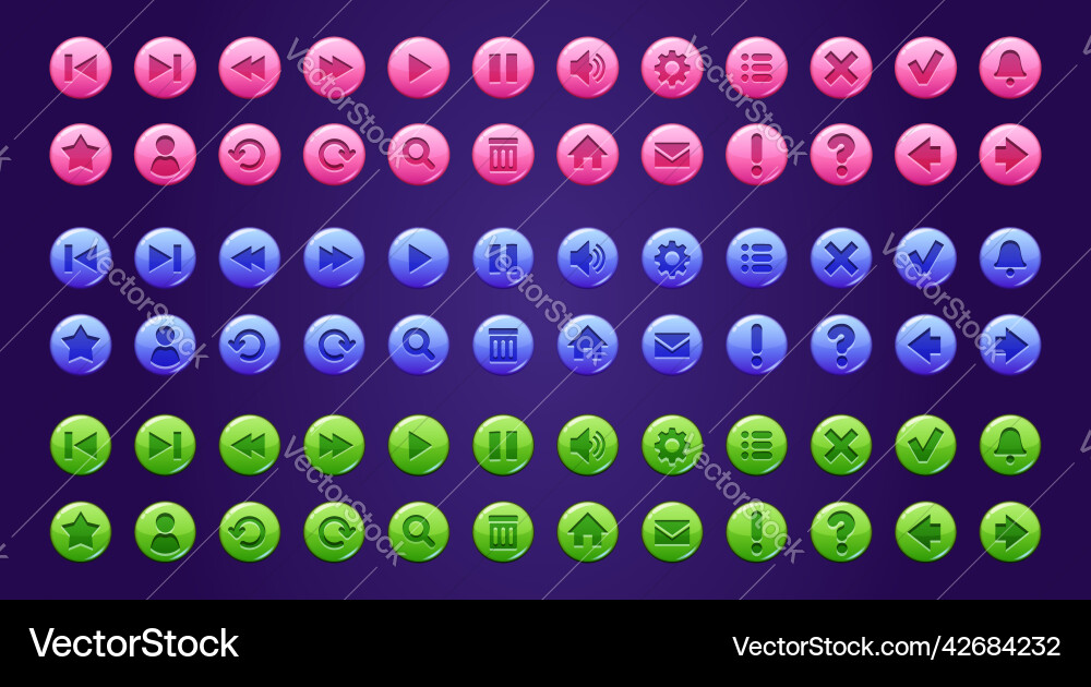 Color circle buttons icons for website or game Color circle buttons icons for website or game vector image