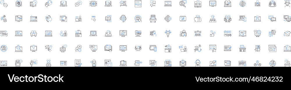 Digital learning line icons collection e-learning Digital learning line icons collection e-learning vector image