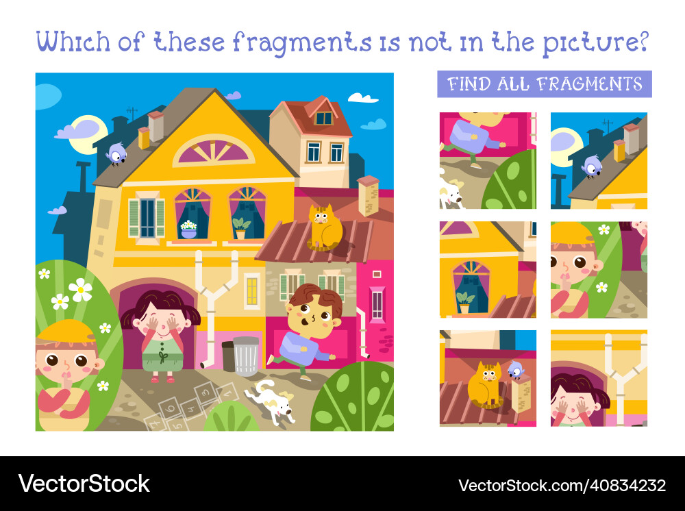 Kids Playing Hide and Seek - Fragment Game vector image