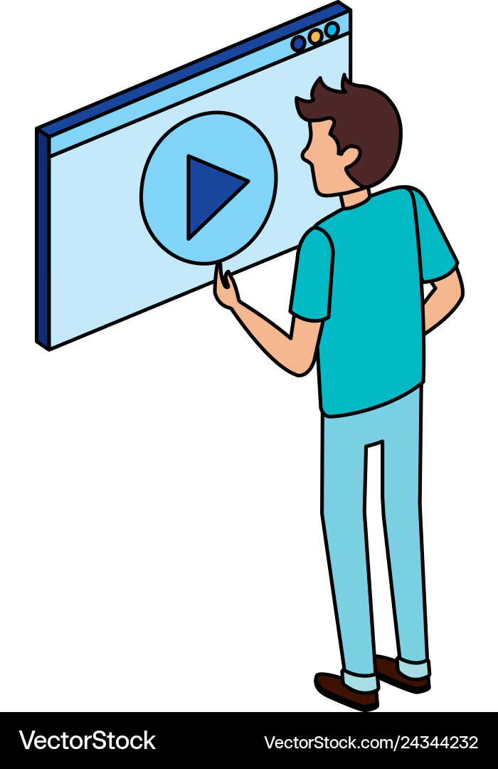 Man with media player interface Man with media player interface vector image