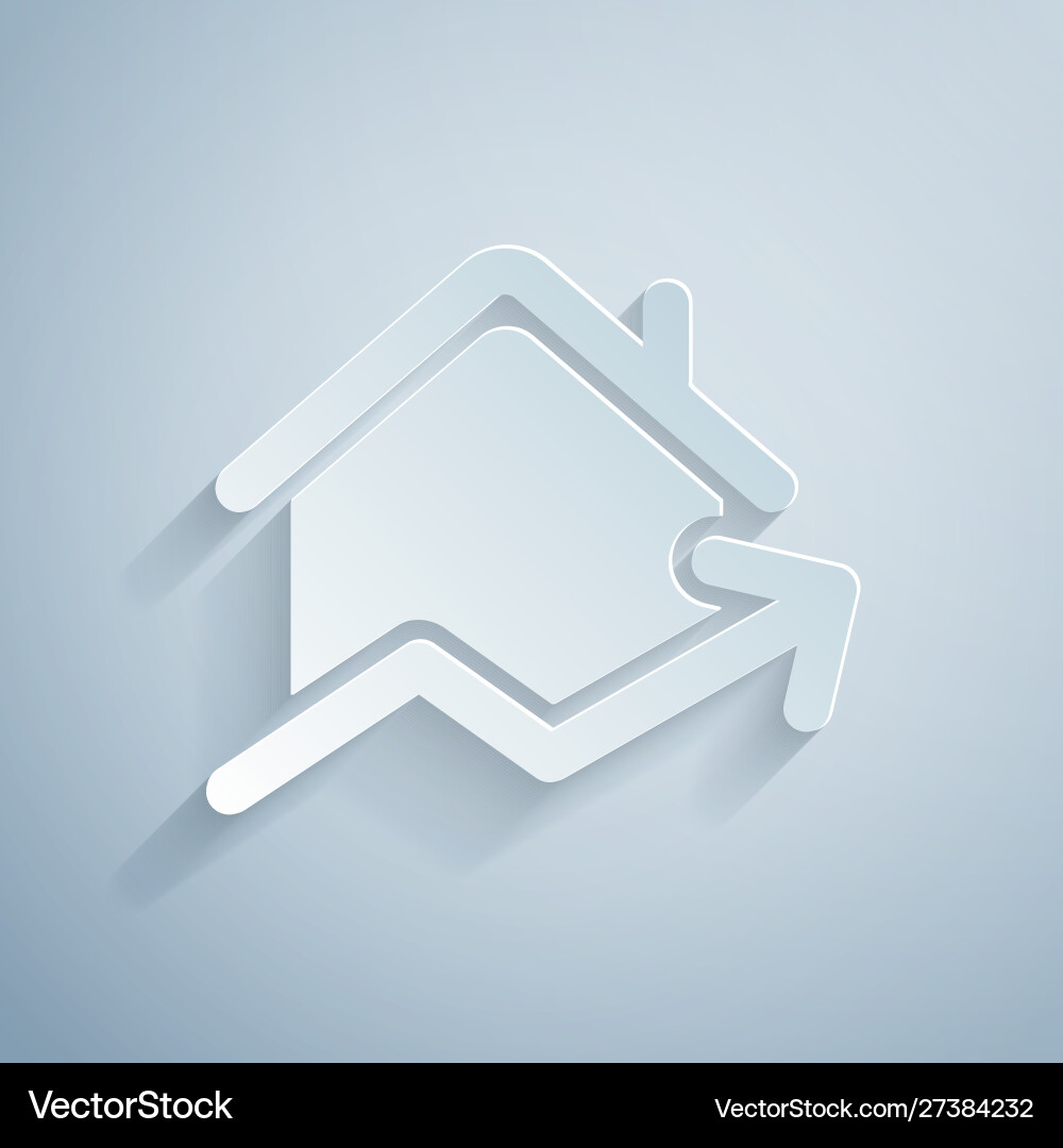Paper cut rising cost housing icon isolated Paper cut rising cost housing icon isolated vector image