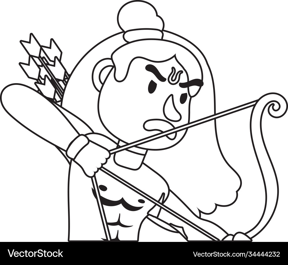 Rama god with arch character line style Royalty Free Vector