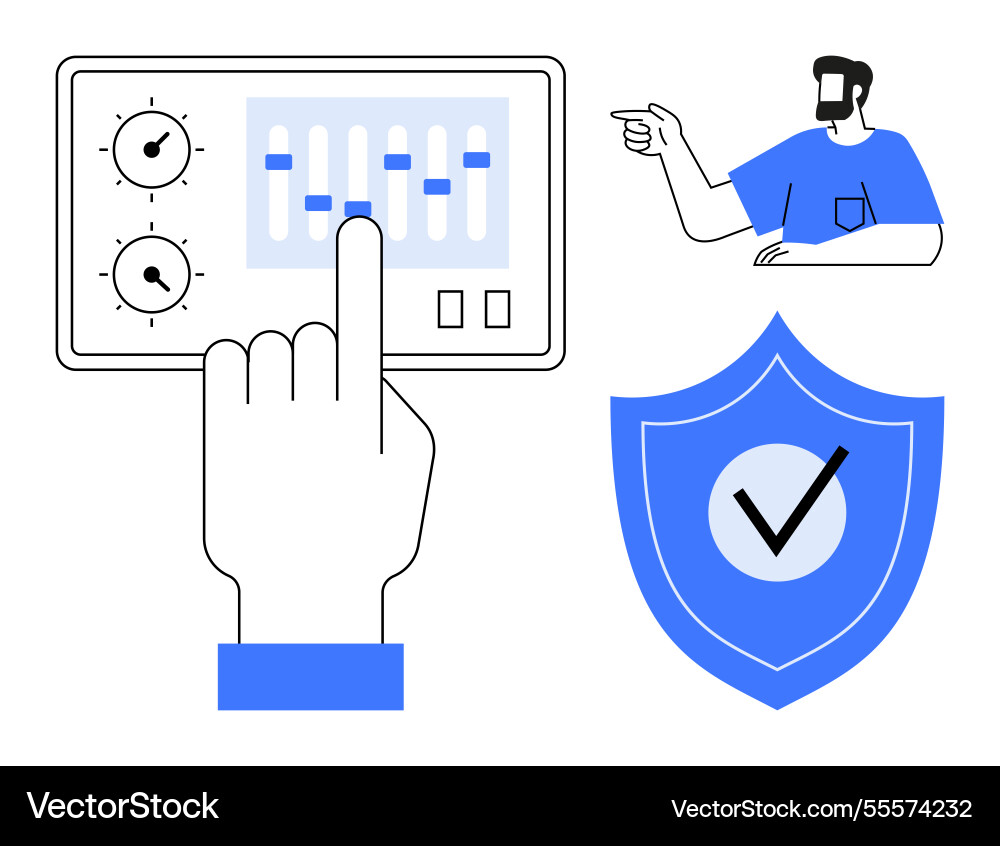 Remote control security shield with check mark vector image